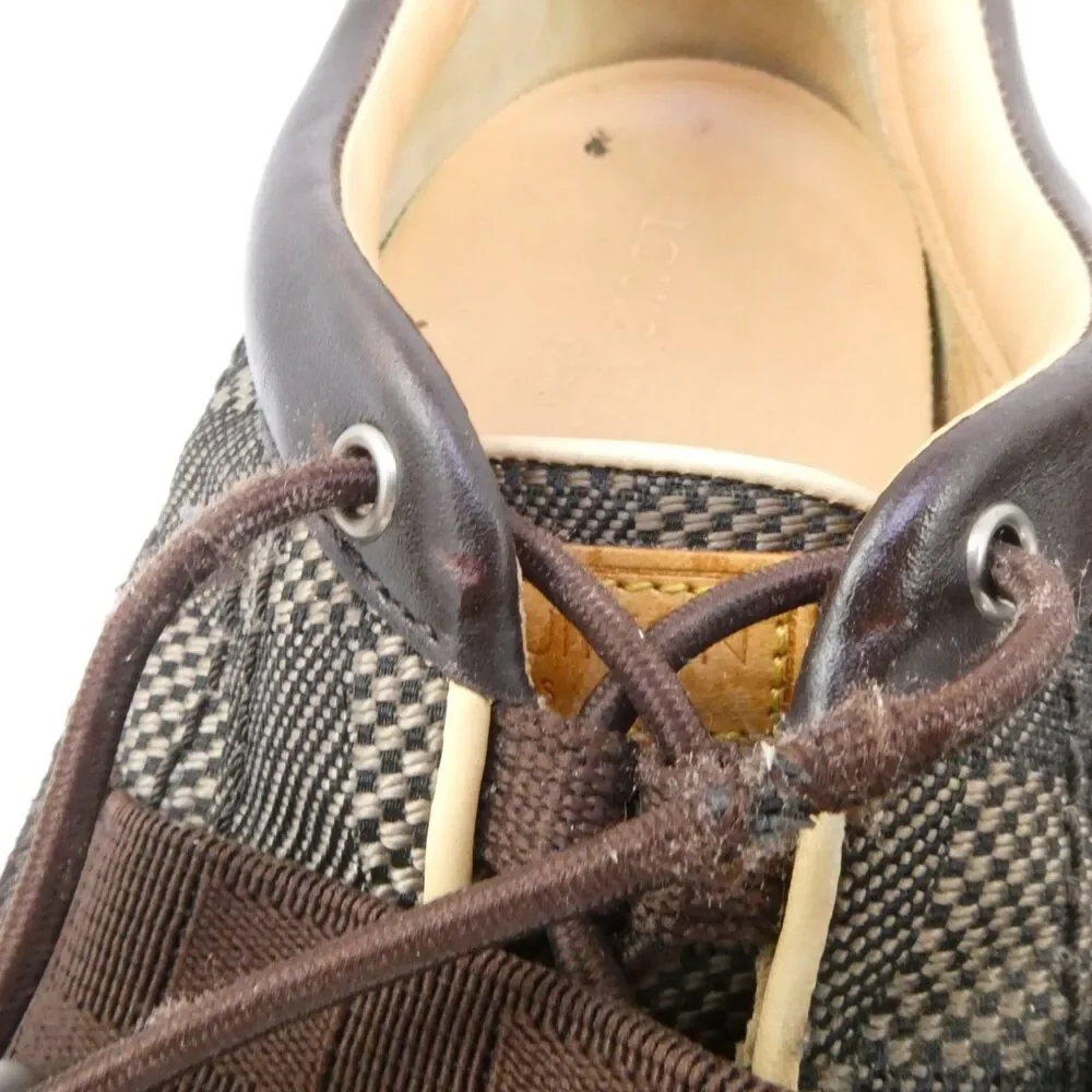 Louis Vuitton Men's Size US 6.5 Damier Ebene Chrono Sneaker Suede Leather Trim